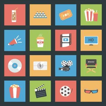 Popcorn flat icon Stock Illustration