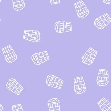 Popcorn food line seamless pattern Stock Illustration