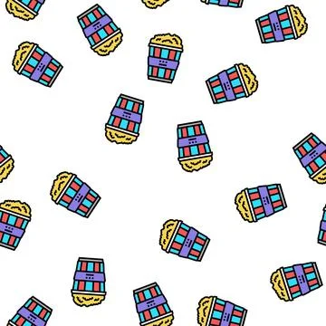Popcorn food vector seamless pattern Stock Illustration