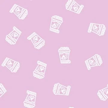 Popcorn garlic line vector seamless pattern Illustrazione stock