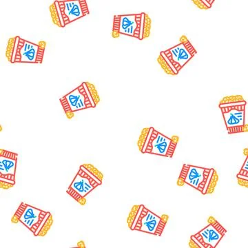Popcorn garlic vector seamless pattern Stock Illustration