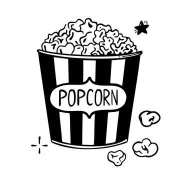 Popcorn hand-drawn line Vector illustration in doodle style isolated on White Stock Illustration