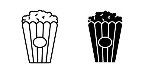 Popcorn icon in black and white. vector icon pack for websites Stock Illustration