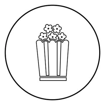 Popcorn icon black color vector illustration simple image Illustrazione stock