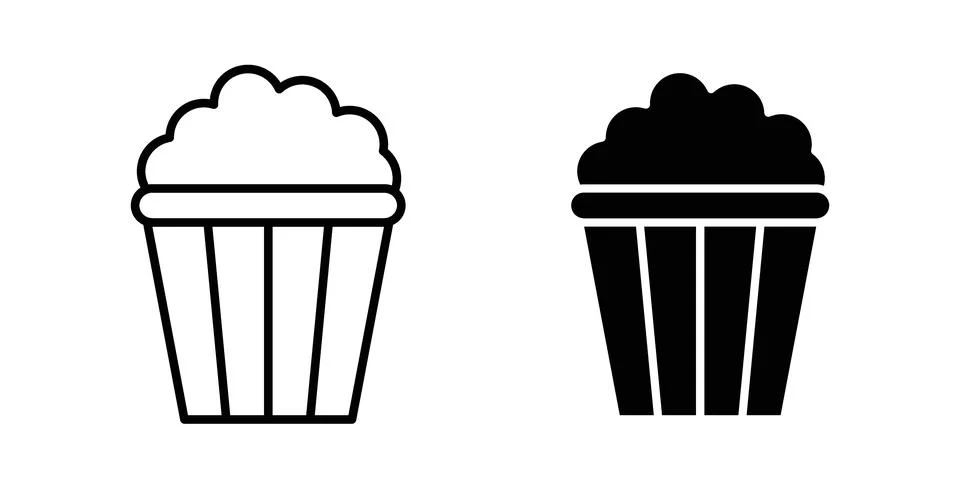 Popcorn icon black vector isolated on white Stock Illustration