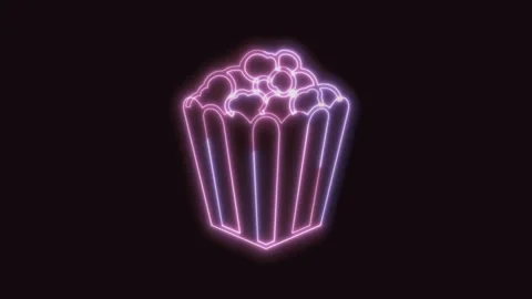 Popcorn Icon Neon Seamless Loop with Black Background 4K Stock Footage 311302937