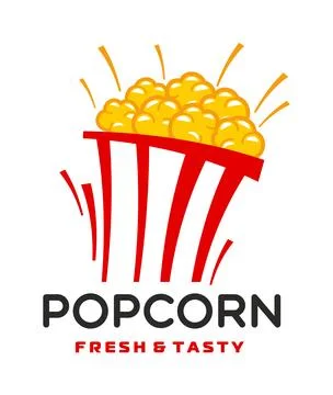 Popcorn icon, pop corn vector label for cinema Stock Illustration