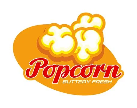 Popcorn icon, pop corn vector label, movie snack Stock Illustration