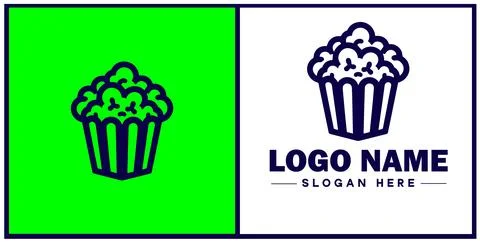 Popcorn icon Popping corn Popped corn flat logo sign symbol editable vector Stock Illustration