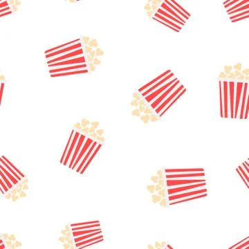 Popcorn icon seamless pattern background. Business concept vector illustratio Stock Illustration