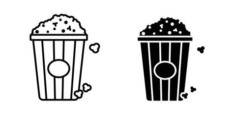 Popcorn icon symbol. Vector illustration pack in black color. Stock Illustration