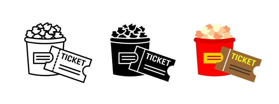 Popcorn icon. Ticket cinema vector. Movie theatre illustration. Entertainme.. Stock Illustration