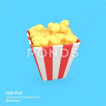 Popcorn isolated 3d render icon illustration PSD Template
