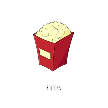 Popcorn. Isolated object on white. Vector cartoon illustration. Stock Illustration