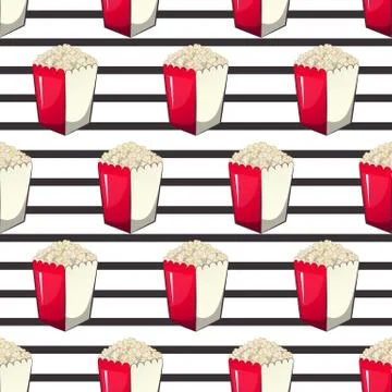 Popcorn is isolated in a strip wrapper box for your produce, an appetizer bucket Stock Illustration