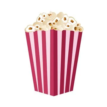 Popcorn isolated on a white background. A flat-style movie theater icon. A light Stock Illustration