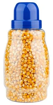 Popcorn kernels for homemade popcorn in a storage container Stock Photos