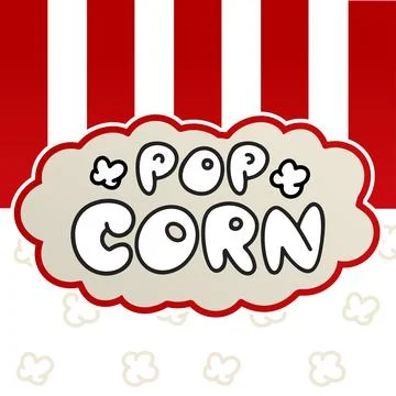 Popcorn logo. Lettering, text. Vector illustration Stock Illustration