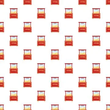 Popcorn machine cart repeat seamless pattern background Stock Illustration