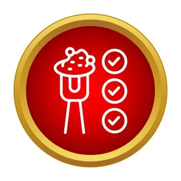 Popcorn machine quality control checklist icon button Stock Illustration