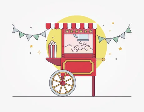 Popcorn machine sales vector design Stock Illustration