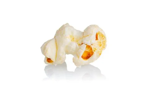 Popcorn macro on a white background Stock Photos