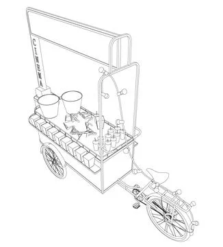 Popcorn maker vector illustration. Vintage kiosk in amusement park. Street food. Stock Illustration