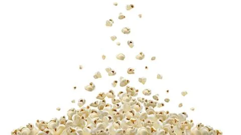 Popcorn making machine. Realistic vector popcorn falling down. A lot of popcorn Stock Illustration