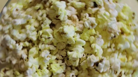 Popcorn in motion, close up, top view 動画素材 130838867