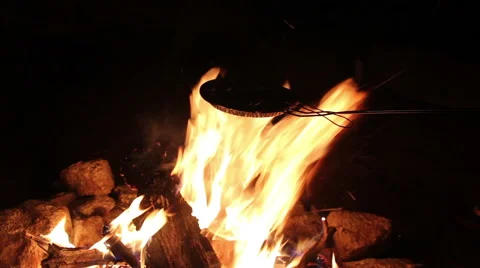 Popcorn over Campfire Stock Footage 41453745
