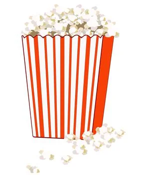 Popcorn in a paper bag - vector full color illustration. Stock Illustration