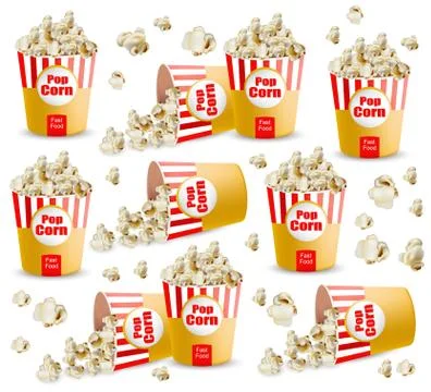 Popcorn pattern Vector realistic. 3d detailed illustrations Stock Illustration