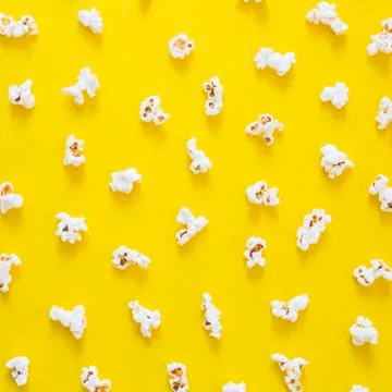 Popcorn pattern on yellow background. 写真素材