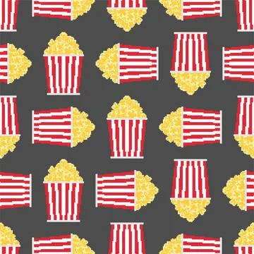 Popcorn pixel art pattern seamless. 8 bit Sweetness background. vector textur イラスト素材