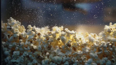 Popcorn in a popcorn machine at night Stock Footage 129395715
