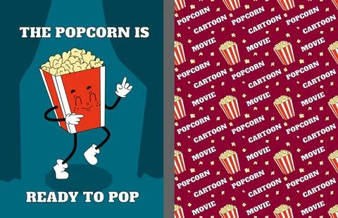 Popcorn poster for cinema Stock Illustration
