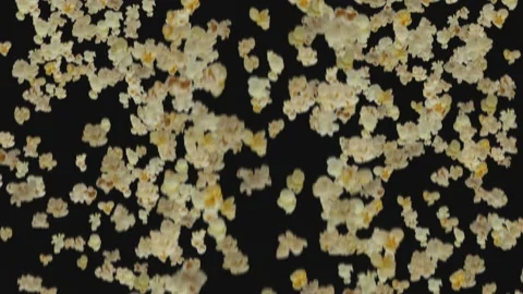 Popcorn rain on black background Stock Footage 196979353