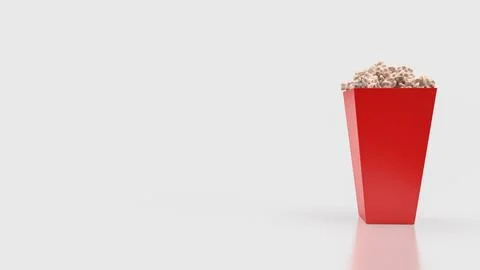 The Popcorn in red box  for cinema or entertainment concept 3d Rendering Ilustración de archivo
