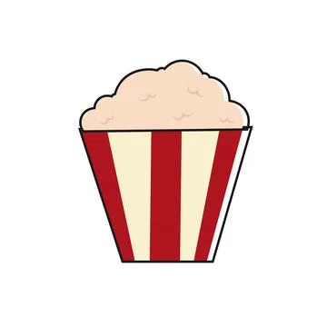 Popcorn in red striped box. Vector Stock Illustration