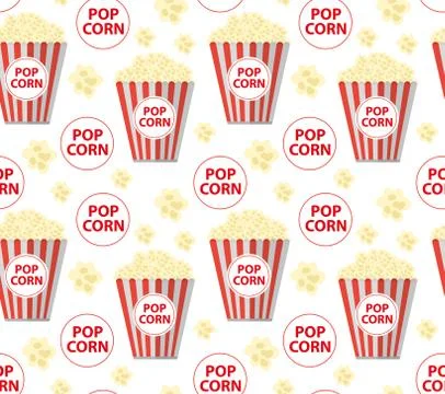 Popcorn seamless pattern, endless texture. Repeating background. Vector ill.. Stock Illustration