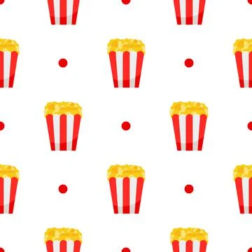 Popcorn. Seamless pattern with popcorn pack. Vector illustration on white Illustrazione stock