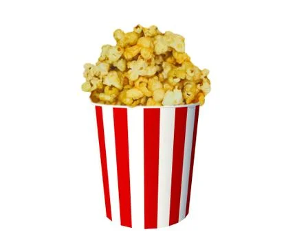 Popcorn in Small Red &amp; White Striped Popcorn Buckets Stock Illustration