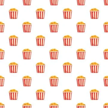 Popcorn snack boxes forming seamless pattern background イラスト素材