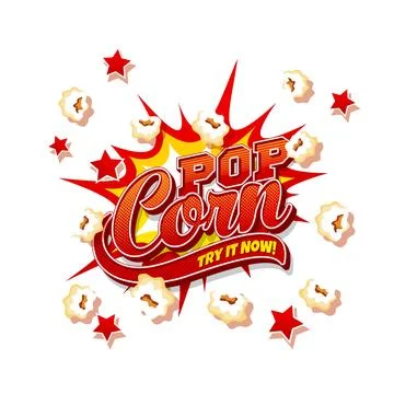 Popcorn snack explosion, cartoon pop corn burst Stock Illustration