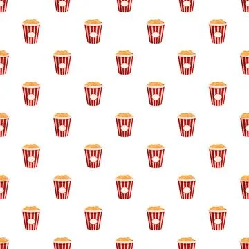Popcorn snack pattern creating cinema background Stock Illustration