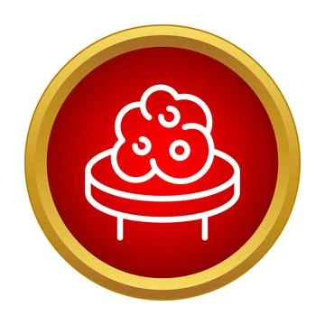 Popcorn snack on table icon red gold circle Stock Illustration