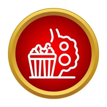 Popcorn snack with throwing stars in a red emblem Stock Illustration