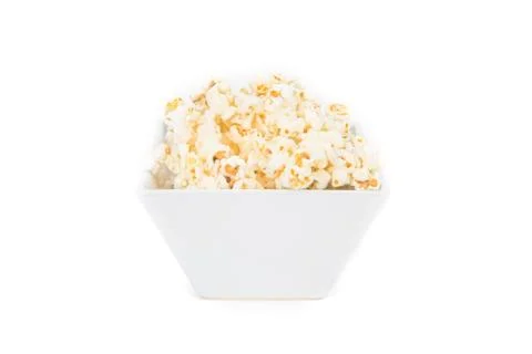Popcorn in a square shape bowl 写真素材
