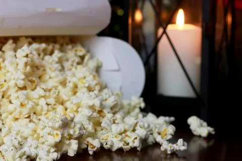 Popcorn stack with heart shape Stock Photos