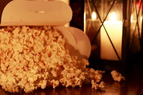Popcorn stack with heart shape Stock Photos